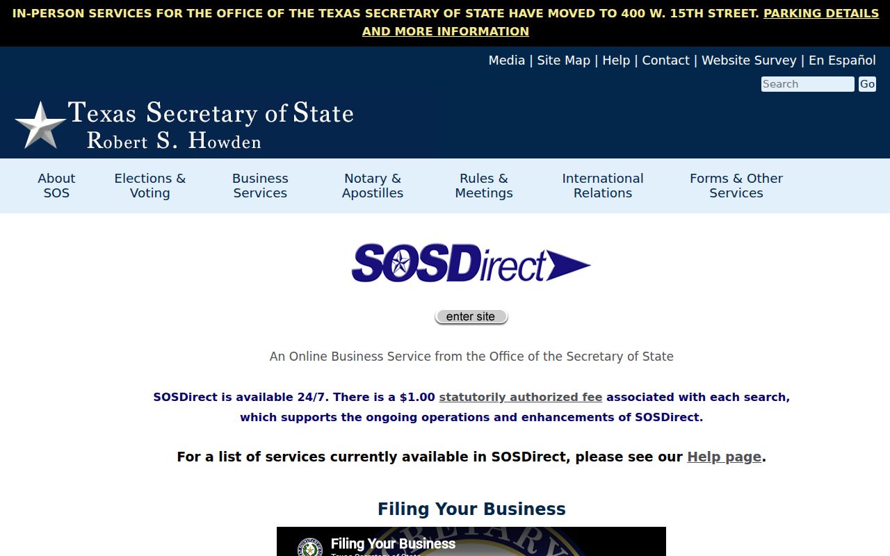 Webb County residents directory SOSDirect business record search