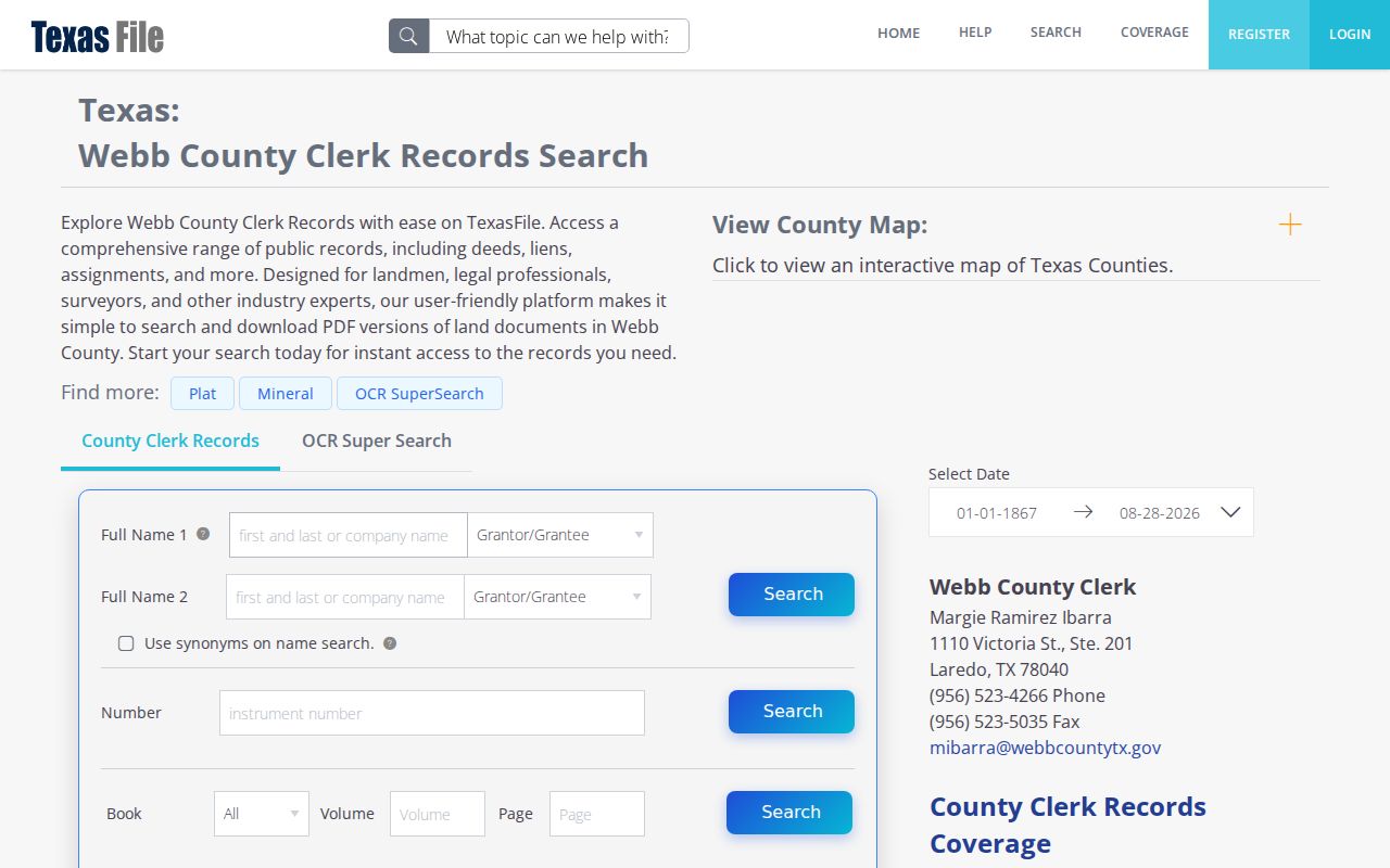 Webb County residents directory deed index search